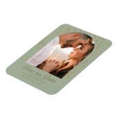 Sage Green Gold Glitter Arch Dome Foto Weduwschap Magneet (Linkerzijde)