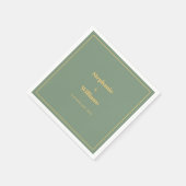 Sage Green Gold Golden Elegant Minimal Wedding Servet (Hoek)