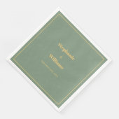 Sage Green Gold Golden Elegant Minimal Wedding Servet (Hoek)