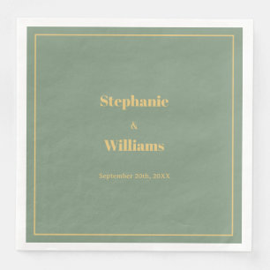 Sage Green Gold Golden Elegant Minimal Wedding Servet