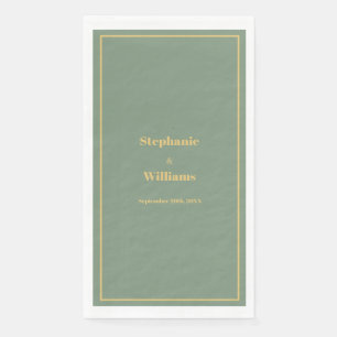 Sage Green Gold Golden Elegant Minimal Wedding Servet