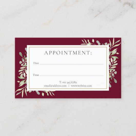 Sage Green Gold Greenery Appointcard Visitekaartje (Voorkant)