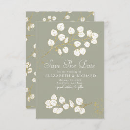 Sage Green Gold Greenery Eucalyptus Bladeren Save The Date
