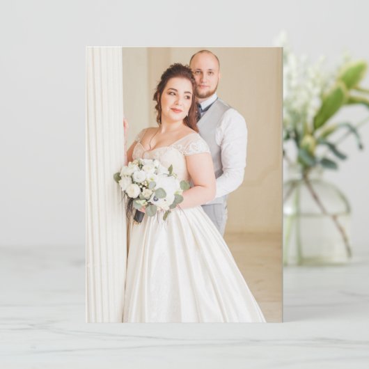 Sage Green Gold Greenery Eucalyptus Fotobruiloft Kaart (Staand voorkant)