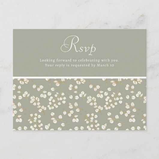 Sage Green Gold Greenery Wedding RSVP Briefkaart (Voorkant)