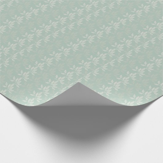 Sage Green & Gold Gum Leaf Pattern Leaves Cadeaupapier (Hoek)