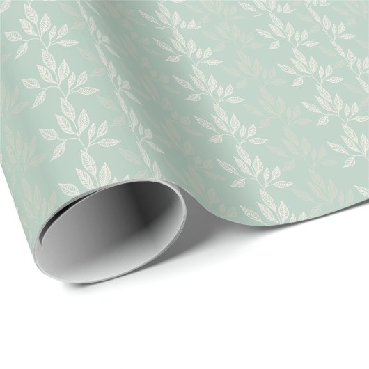 Sage Green & Gold Gum Leaf Pattern Leaves Cadeaupapier (Rol Hoek)