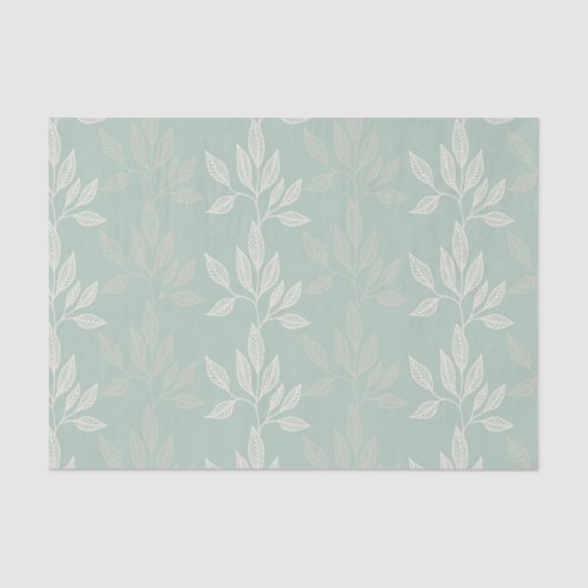 Sage Green & Gold Gum Leaf Pattern Leaves Tissuepapier (Voorkant)