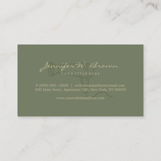 Sage Green Gold Hair Dresser Salon Stylist Visitekaartje (Achterkant)