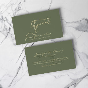 Sage Green Gold Hair Dresser Salon Stylist Visitekaartje