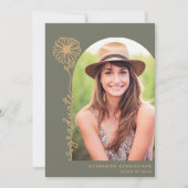Sage Green Gold Handwrited Photo Afstuderen Kaart (Voorkant)