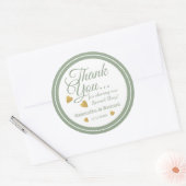 Sage Green Gold Heart Wedding Bedankt Favoriet Ronde Sticker (Envelop)