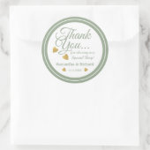 Sage Green Gold Heart Wedding Bedankt Favoriet Ronde Sticker (Tas)