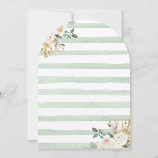 Sage Green Gold Ivoor Floral Moon Arch Baby shower Kaart (Achterkant)