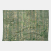 Sage Green Gold-kerstmuziek Theedoek (Horizontaal)