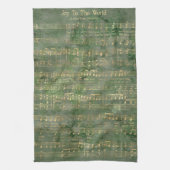 Sage Green Gold-kerstmuziek Theedoek (Verticaal)