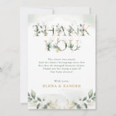 Sage Green Gold Leaves Baby shower Dank u kaart (Voorkant)