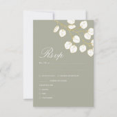 Sage Green Gold Leaves Greenery Wedding RSVP Kaartje (Voorkant)
