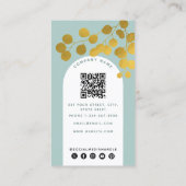 Sage Green Gold Leaves Moderne Arch QR Code Visitekaartje (Achterkant)
