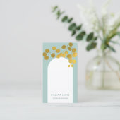 Sage Green Gold Leaves Moderne Arch QR Code Visitekaartje (Staand voorkant)