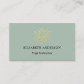 Sage green gold lotus flower Yoga Instructor Visitekaartje (Voorkant)