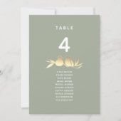 Sage Green Gold Love Birds Wedding Seating Chart (Voorkant)