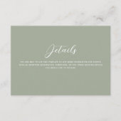 Sage Green Gold Lovebirds Wedding Details Informatiekaartje (Voorkant)