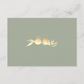 Sage Green Gold Lovebirds Wedding Details Informatiekaartje (Achterkant)