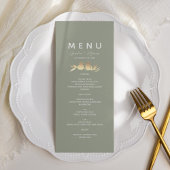 Sage Green Gold Lovebirds Wedding Menu