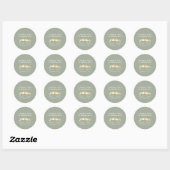 Sage Green Gold Lovebirds Wedding Ronde Sticker (Vel)