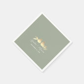 Sage Green Gold Lovebirds Wedding Servet (Hoek)