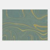 Sage Green Gold Marble Agate Glitter Inpakpapier Vel (Voorkant 2)