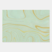 Sage Green Gold Marble Agate Glitter Inpakpapier Vel (Voorkant)