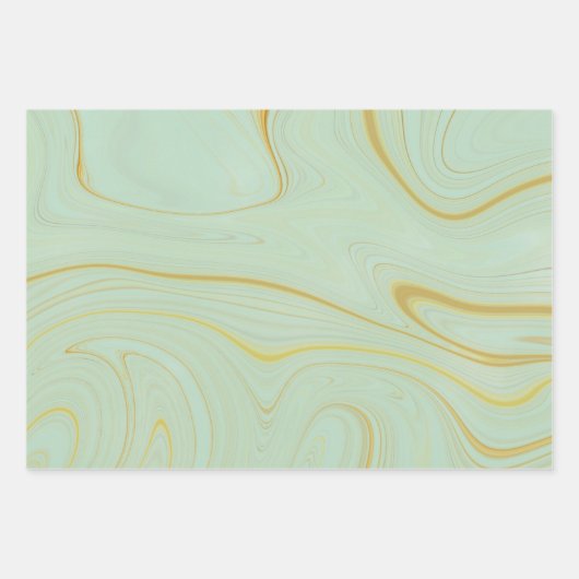 Sage Green Gold Marble Agate Glitter Inpakpapier Vel (Voorkant)