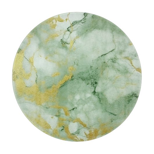 Sage Green Gold Marble Snijplank (Voorkant)