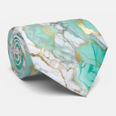 Sage Green Gold Marble Stone Elegant  Stropdas (Opgerold)