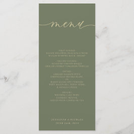 Sage Green Gold Minimal Wedding Party Celebration Menu