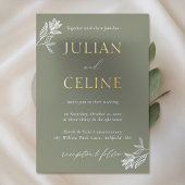 Sage Green Gold Minimal White Greenery Wedding Folie Uitnodiging