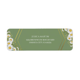 Sage Green Gold Minimalist Floral Wedding Return Etiket