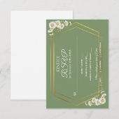 Sage Green Gold Minimalist Floral Wedding RSVP Kaartje (Voorkant / Achterkant)