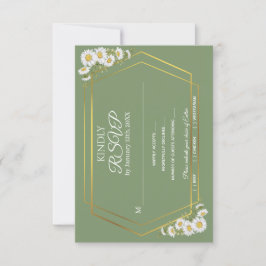 Sage Green Gold Minimalist Floral Wedding RSVP Kaartje