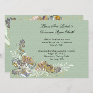 Sage Green Gold Paars Floral Reception Only Kaart