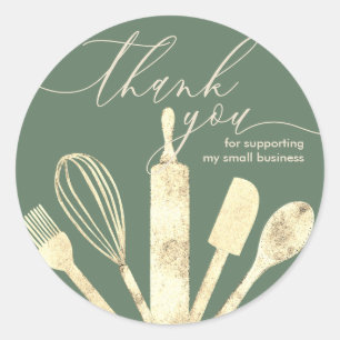 Sage Green Gold Pastry chef bakkerij bedankt Ronde Sticker