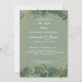 Sage Green Gold Photo Watercolor Rehearsal Dinner  Kaart