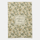 Sage Green Gold Print Personalized Luxury Towel  Theedoek (Verticaal)