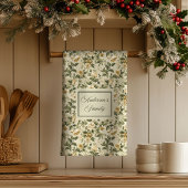 Sage Green Gold Print Personalized Luxury Towel Theedoek