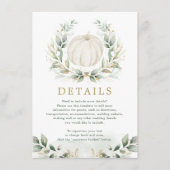 Sage Green Gold Pumpkin Greenery Wedding Details Informatiekaartje (Voorkant)