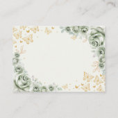 Sage Green Gold Quinceanera Reception Details Informatiekaartje (Achterkant)