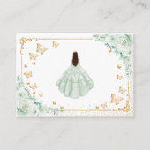Sage Green Gold Quinceanera Reception Details Informatiekaartje (Achterkant)