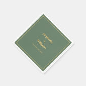 Sage Green Gold Script Elegante Minimal Wedding Servet (Hoek)